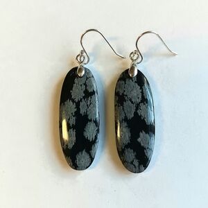 Snowflake Obsidian Gemstone Earrings with 925 Sterling Silver Findings